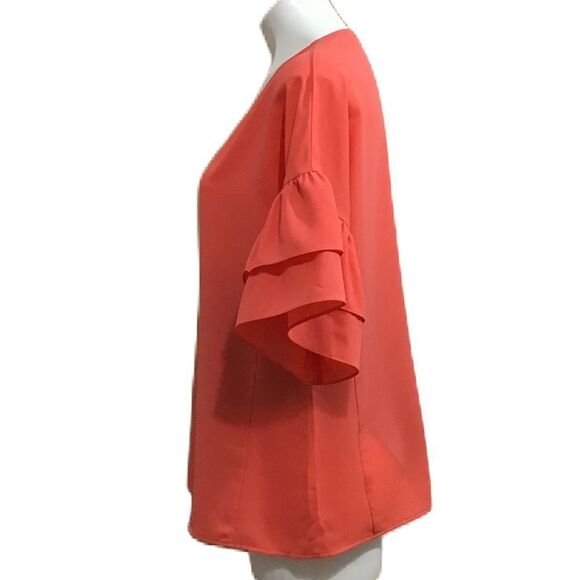 CROSBY by Mollie Burch Satin Flounce Sleeve Top Size Medium - Picture 4 of 8
